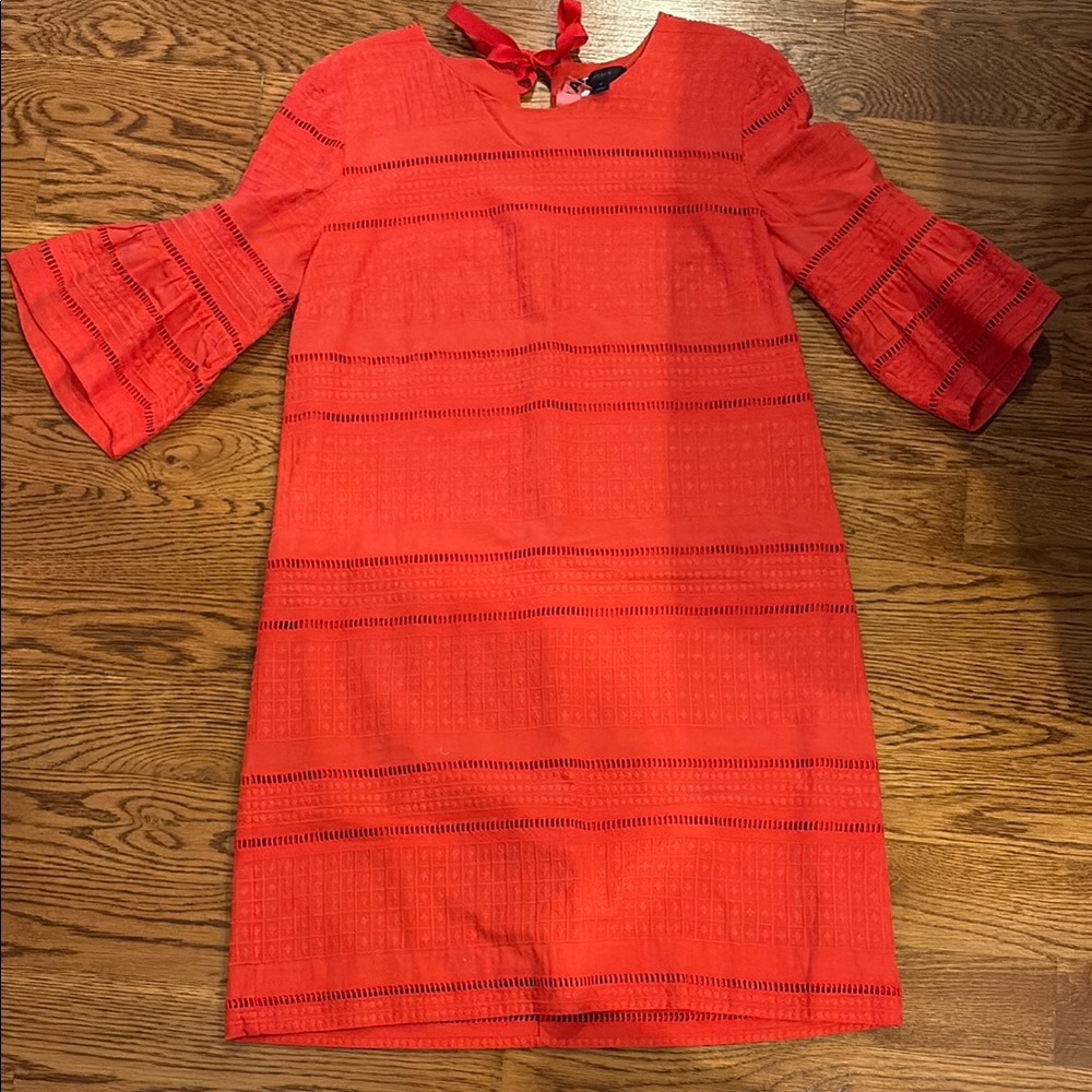 JCrew Eyelet Detail Dress In Vibrant Color